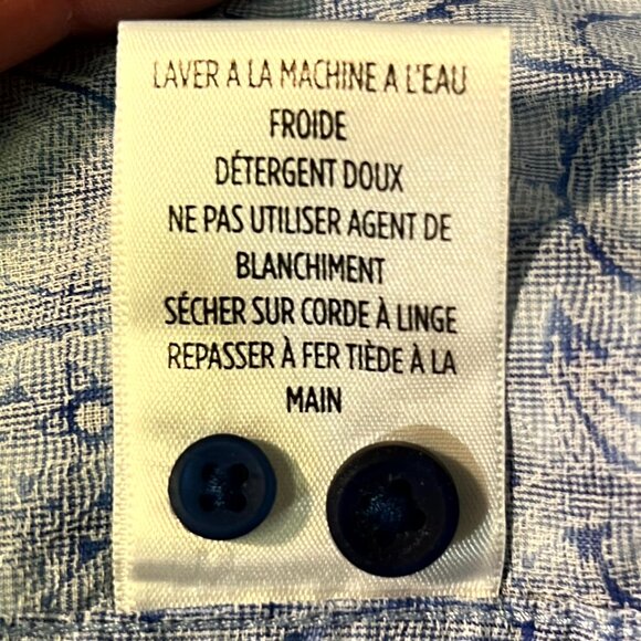 Robert Graham Blue & White Paisley/Floral Jacquard 100% Cotton Button-Up SZ Med - Picture 6 of 8